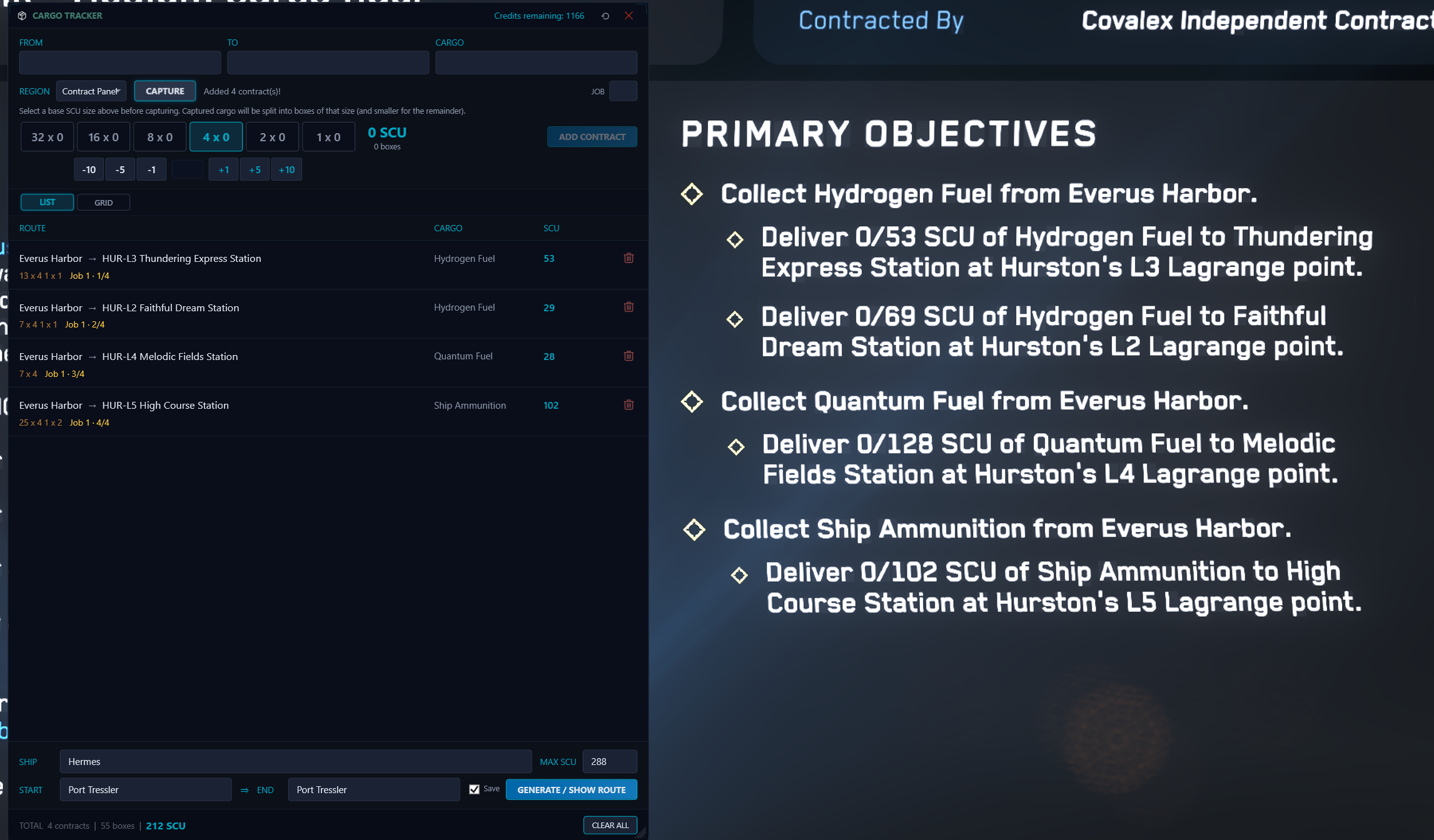 Cargo Tracker next to a MobiGlas contract after a successful capture