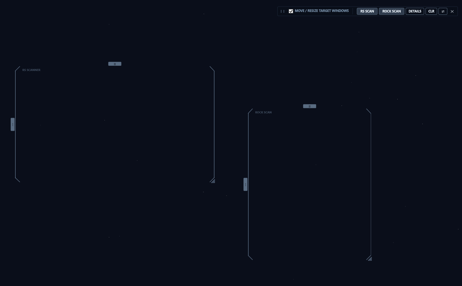 Mining Capture overlay with both capture regions framed in light-blue brackets and the chrome stack pinned to the top-right